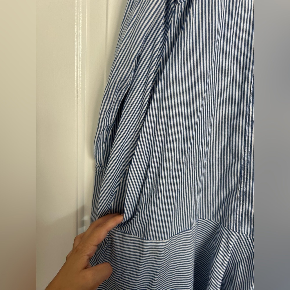 FREE PEOPLE All For You Striped Shirt Dress Blue size small preppy 90s - Picture 9 of 15